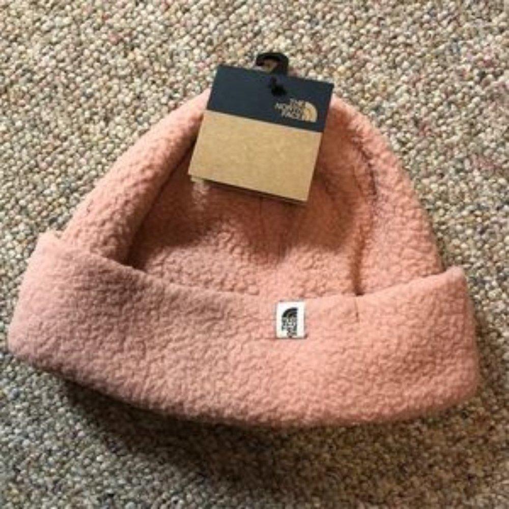 NWT North Face Sherpa Beanie Coral
